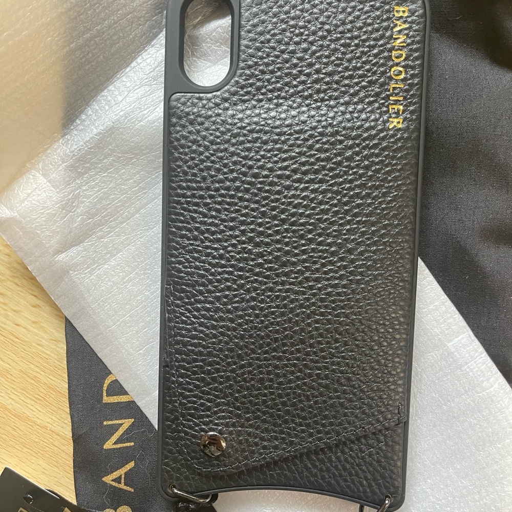 NWT Bandolier Black Leather Phone Case